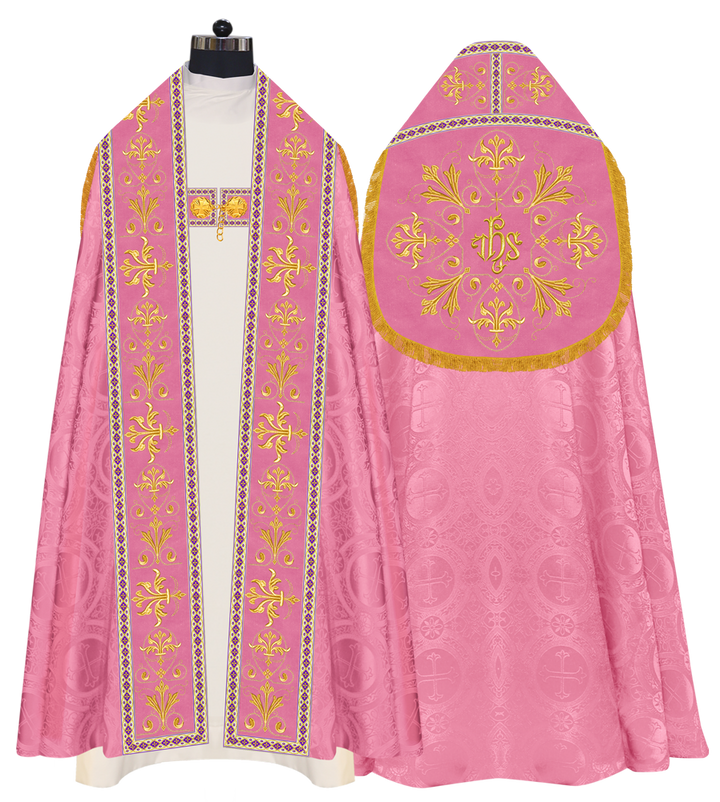 Embroidered Roman Cope Vestment with Braided Trims