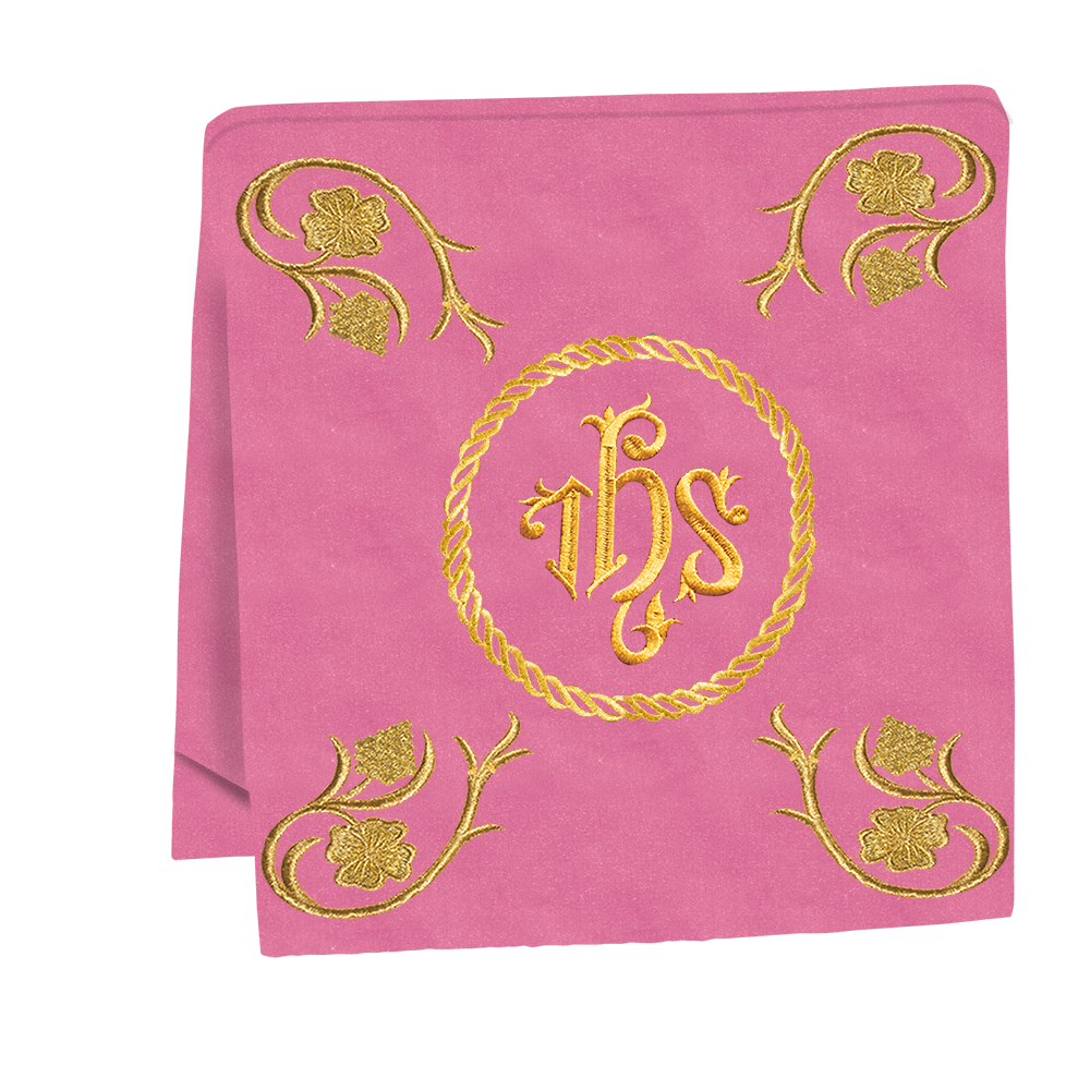 Embroidered Catholic Altar Cloth with Golden Braids