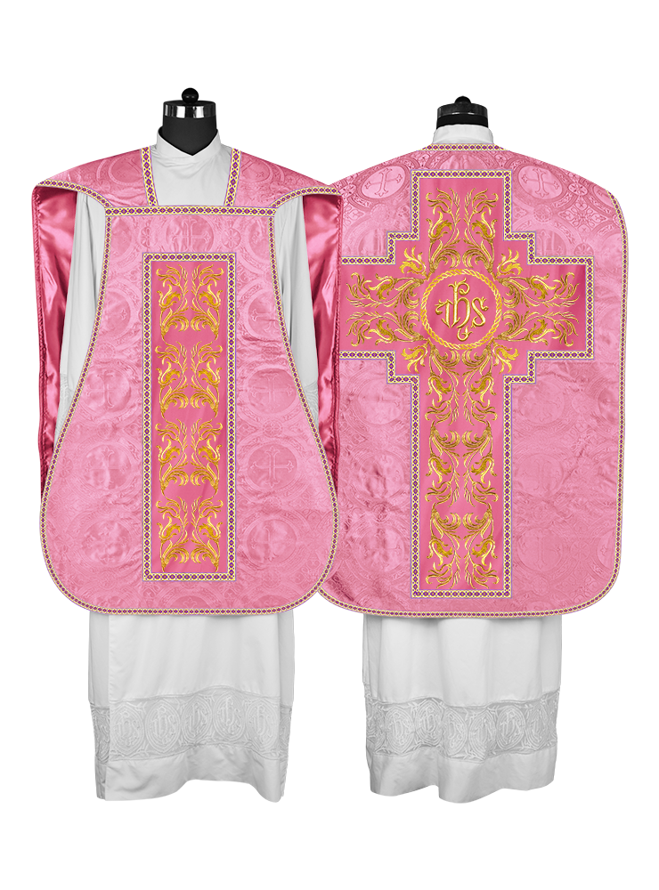 Roman Chasuble Vestment With Woven Braids and Trims