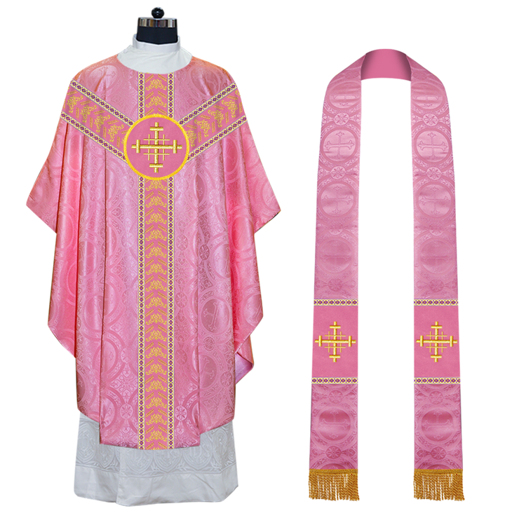 Gothic Chasuble Vestments With Ornate Embroidery And Trims