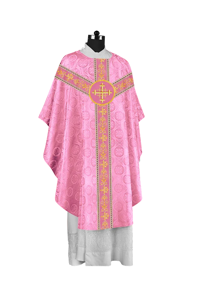 Elegant Gothic Chasuble with Embroidered Motif & Y-type Orphrey