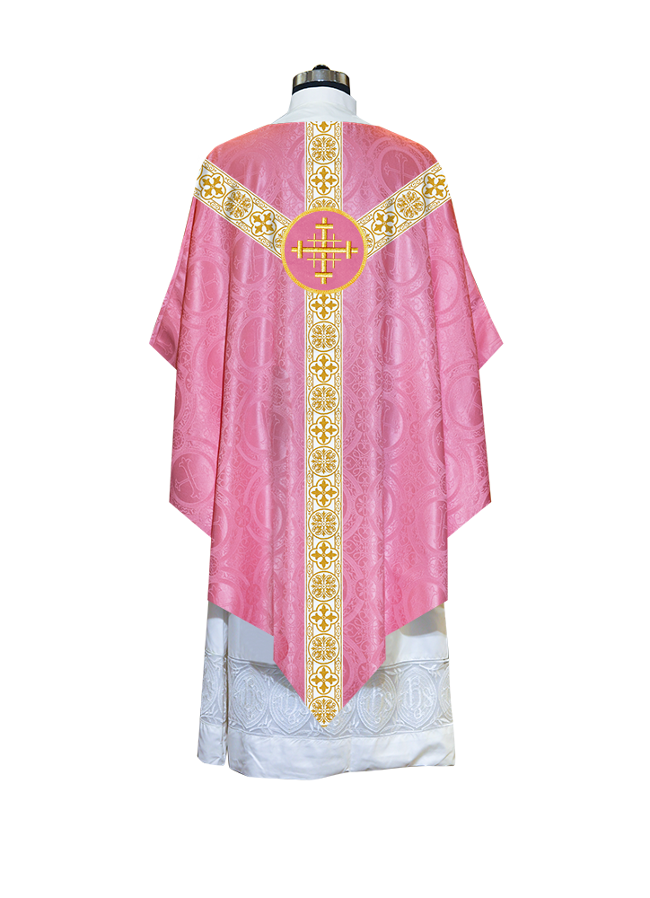 Traditional Pugin Style Chasuble Adorned with White Braids