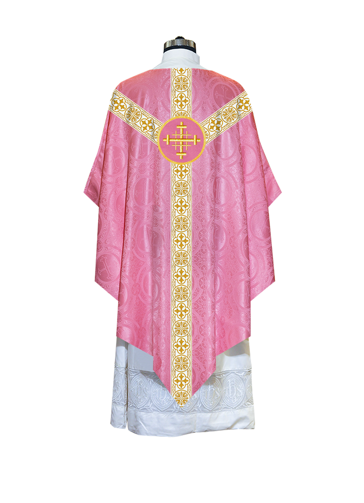 Traditional Pugin Style Chasuble Adorned with White Braids