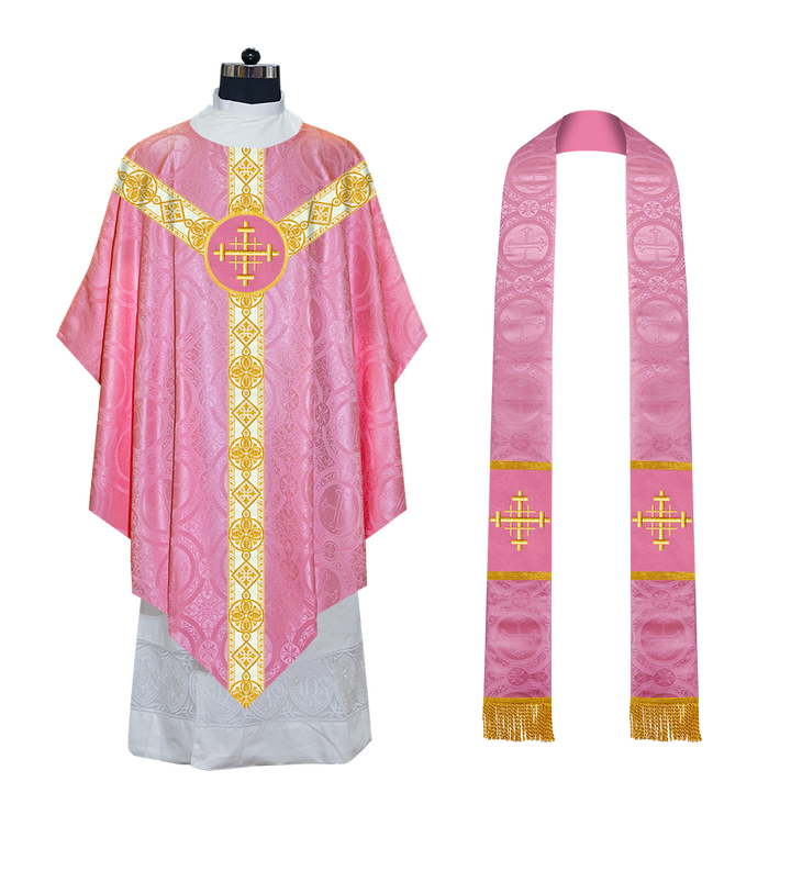 Traditional Pugin Style Chasuble Adorned with White Braids