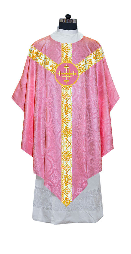 Traditional Pugin Style Chasuble Adorned with White Braids