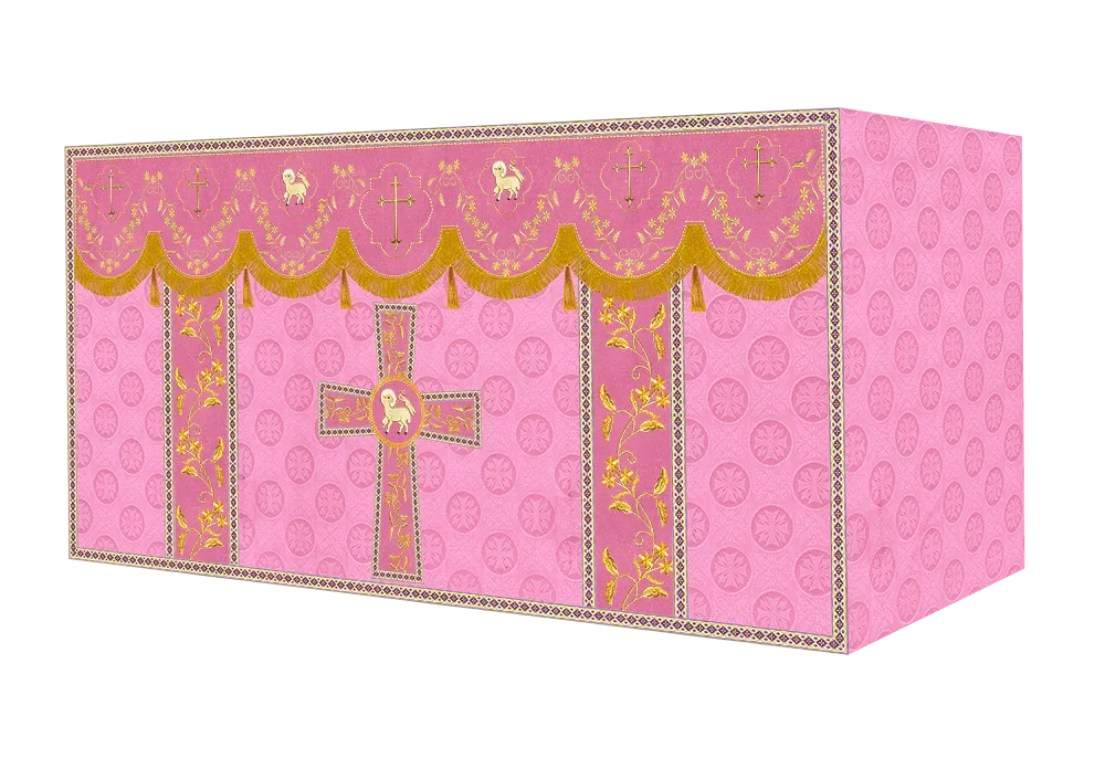 Elegant Embroidered Altar Cloth with Decorative Trim