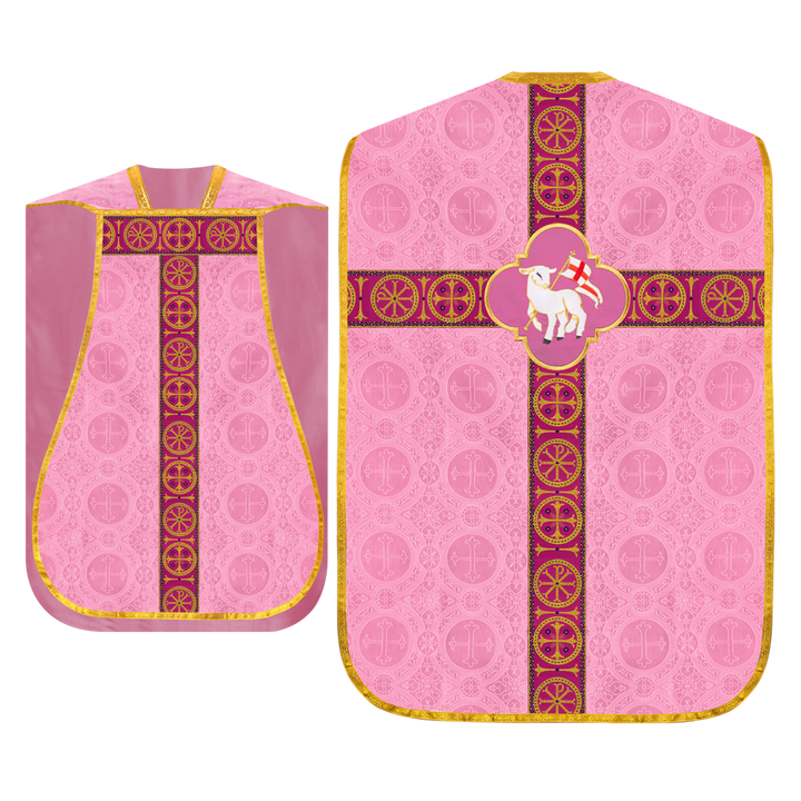 Roman Chasuble Vestment with Spiritual Motif and Ornate Braids