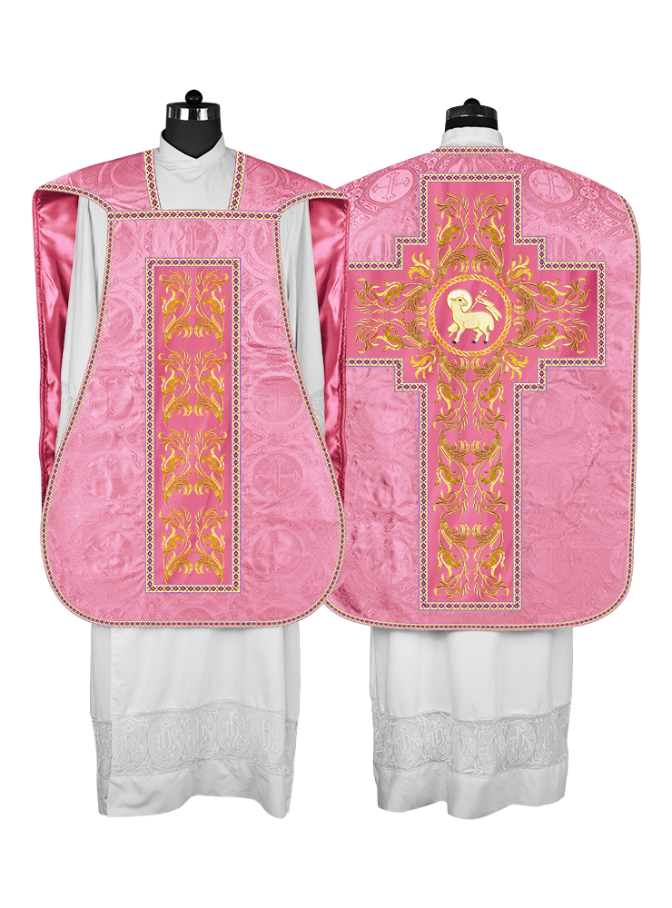 Roman Chasuble Vestment With Woven Braids and Trims