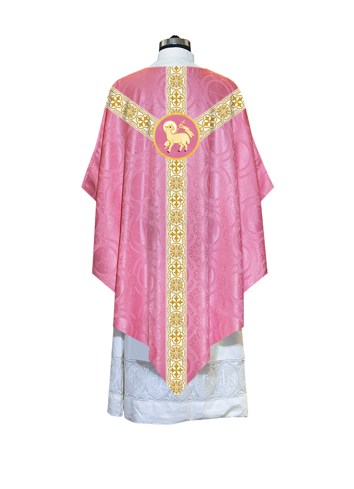 Traditional Pugin Style Chasuble Adorned with White Braids