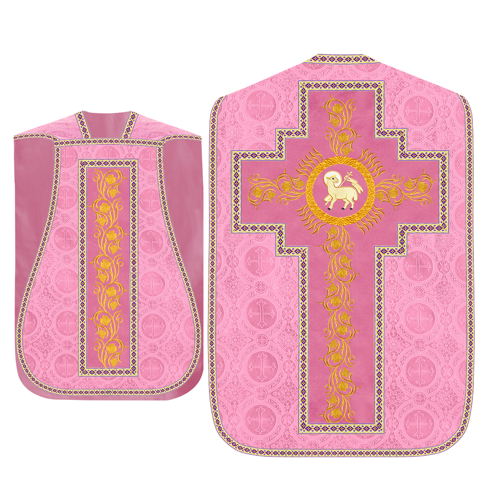 Roman Chasuble Vestment With Grapes Embroidery and Trims