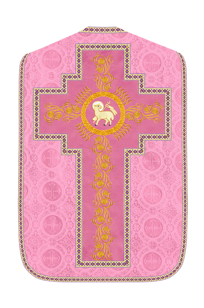 Roman Chasuble Vestment With Grapes Embroidery and Trims