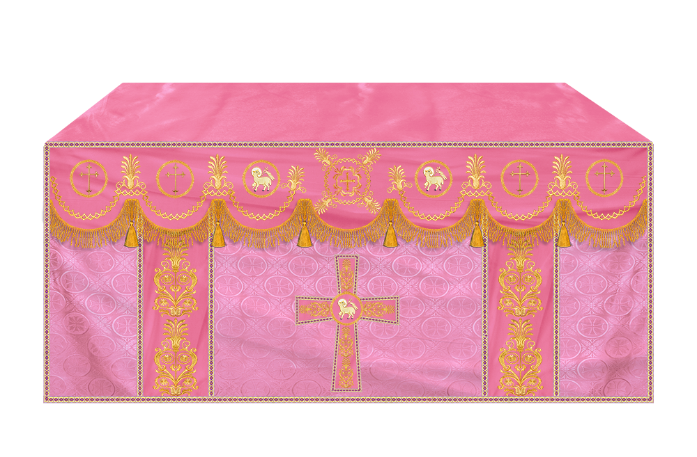 Traditional Altar Cloth with Embroidered Cross & Braided Trims