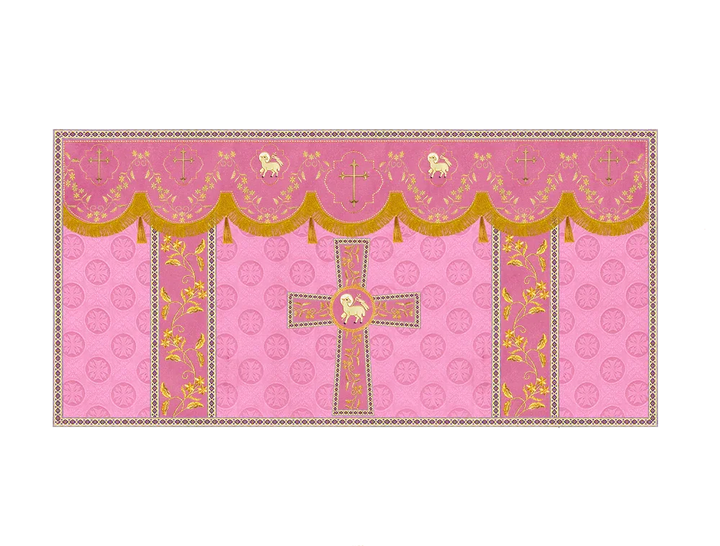 Elegant Embroidered Altar Cloth with Decorative Trim