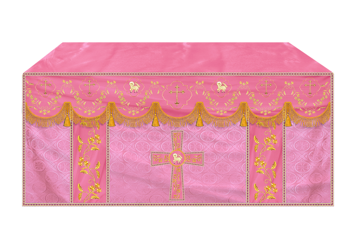 Elegant Embroidered Altar Cloth with Decorative Trim