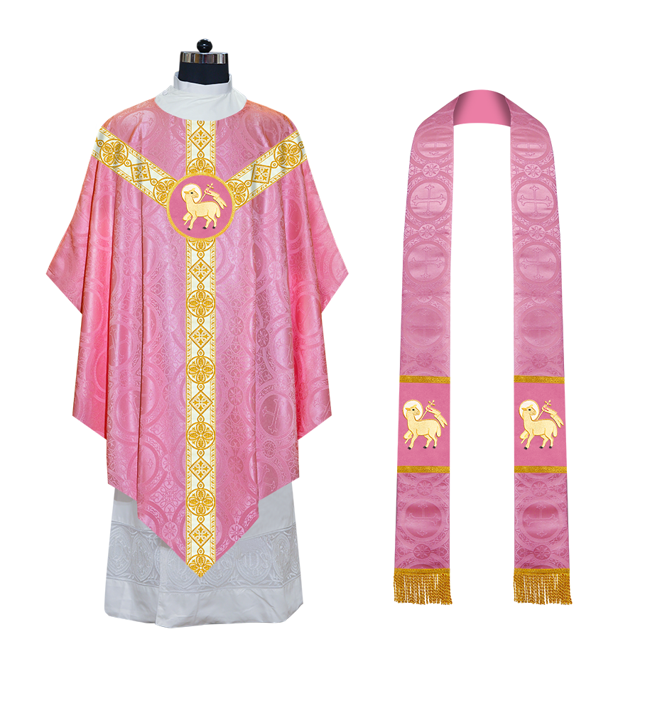 Traditional Pugin Style Chasuble Adorned with White Braids