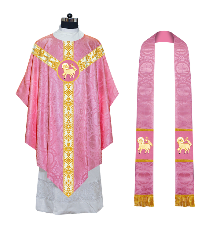 Traditional Pugin Style Chasuble Adorned with White Braids