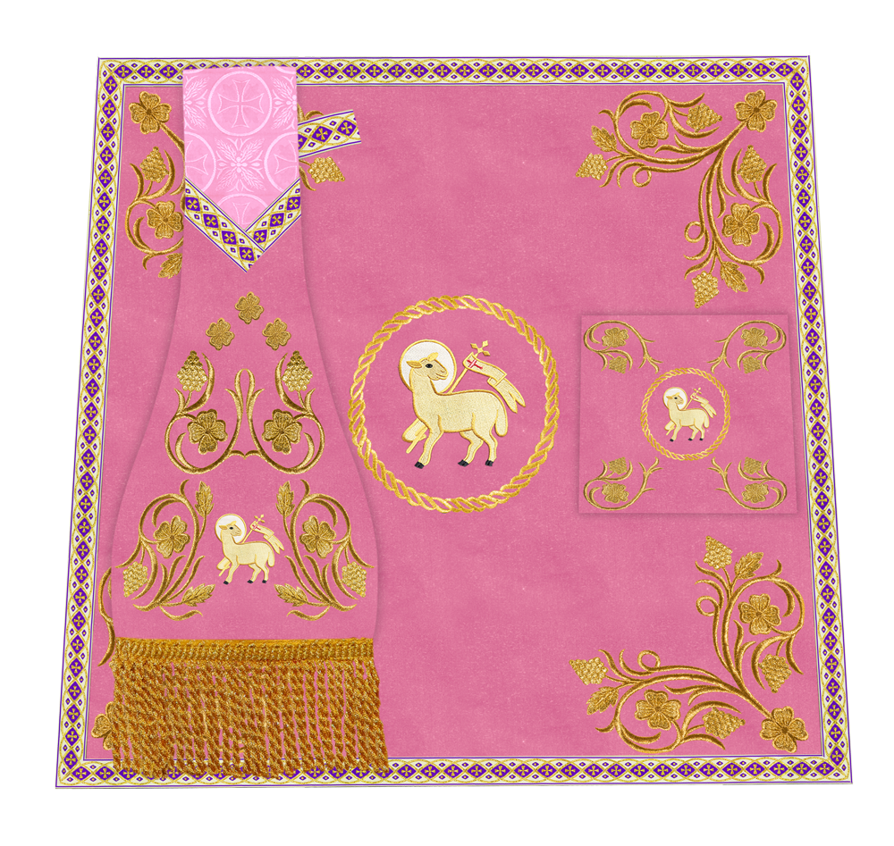 Embroidered Altar Cloth Embellished with Spiritual Motifs