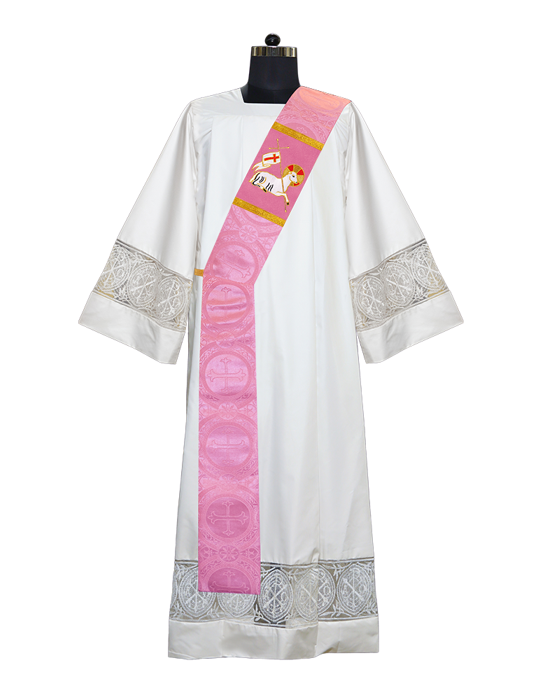 Deacon Stole with Embroidered Spiritual Lamb Motif