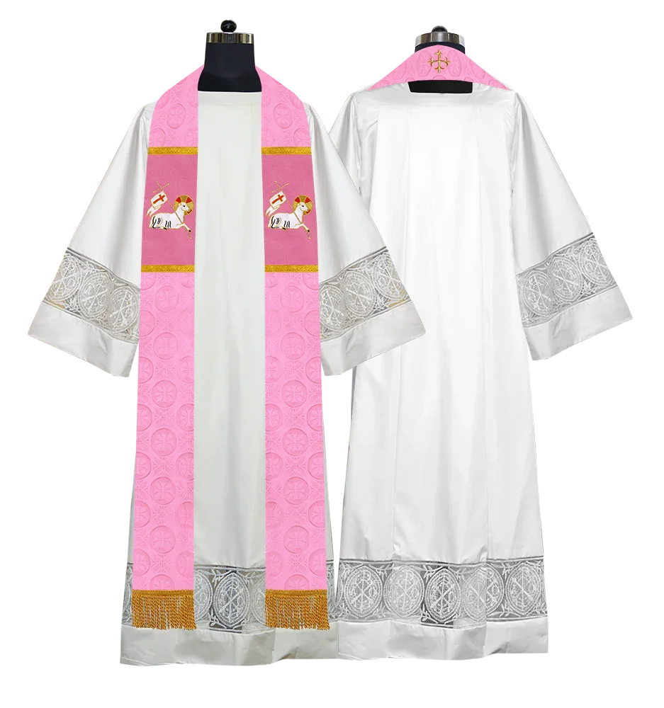 Clergy Stole with Embroidered Liturgical Motif