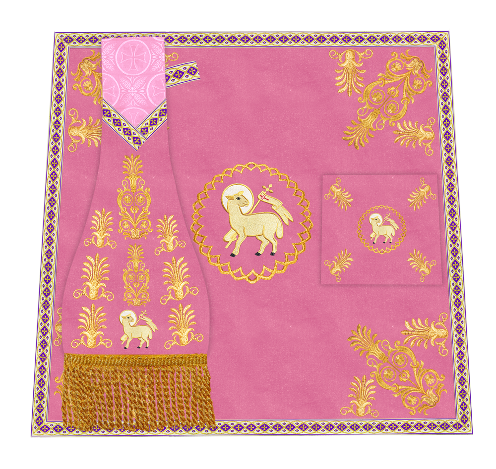 Traditional Altar Cloth with Embroidered Cross & Braided Trims