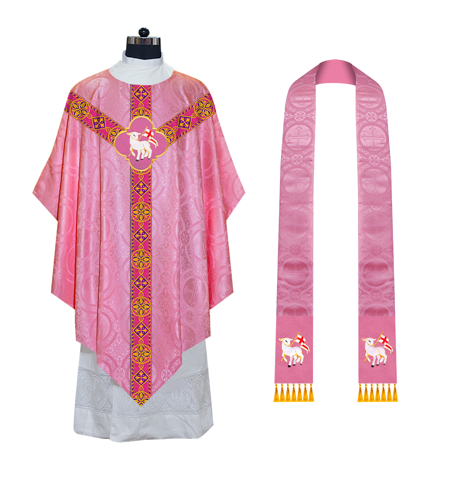 Pugin Chasuble with Braided Lace Orphrey