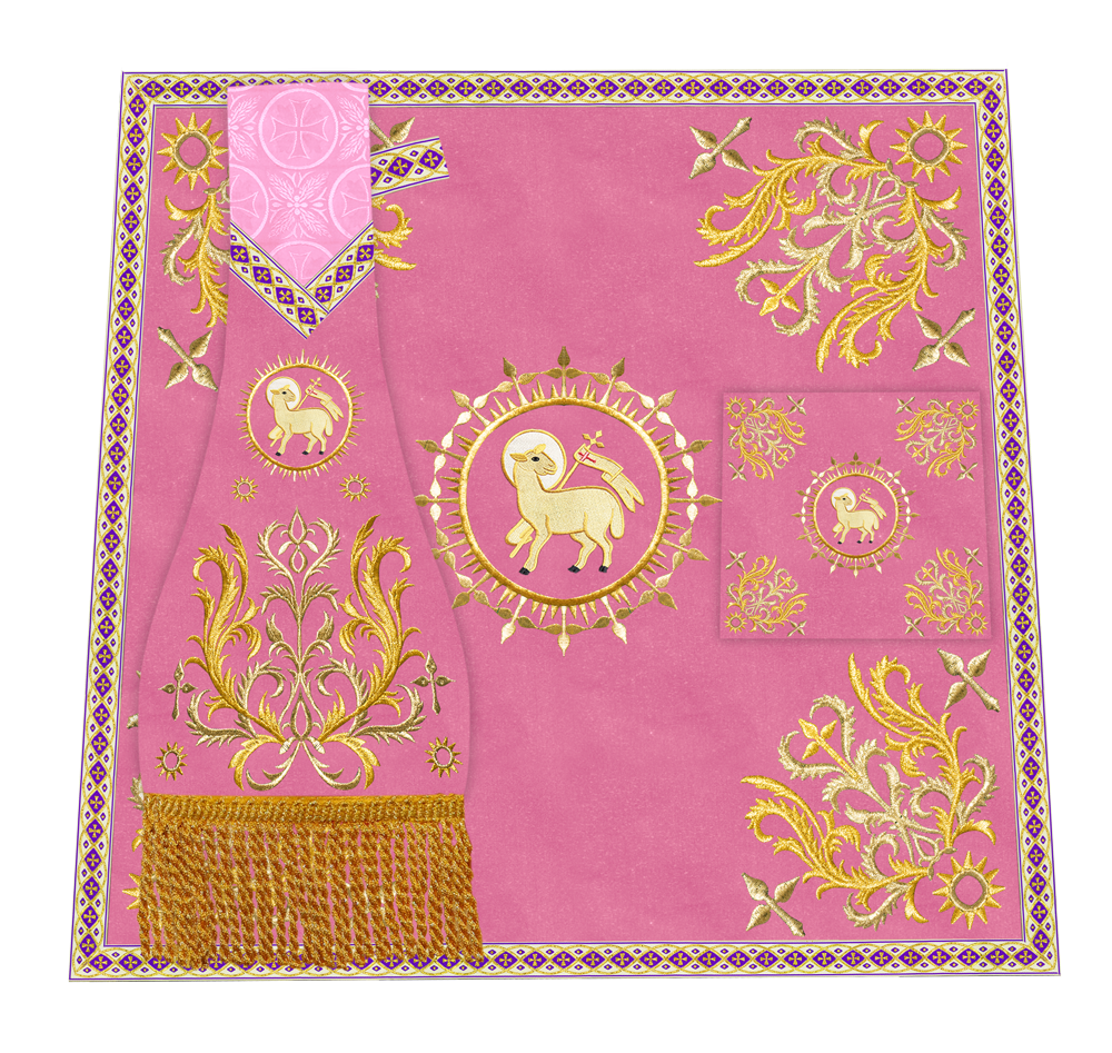 Embroidered Altar Frontal with Ornate Orphrey & Cross Design