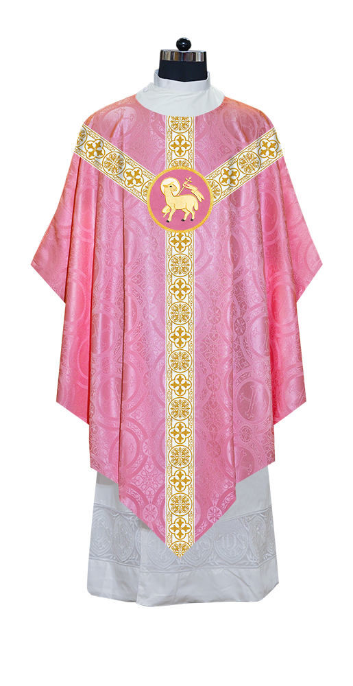 Traditional Pugin Style Chasuble Adorned with White Braids