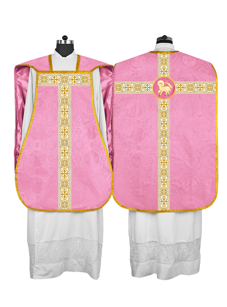 Casulla católica romana con motivo espiritual 