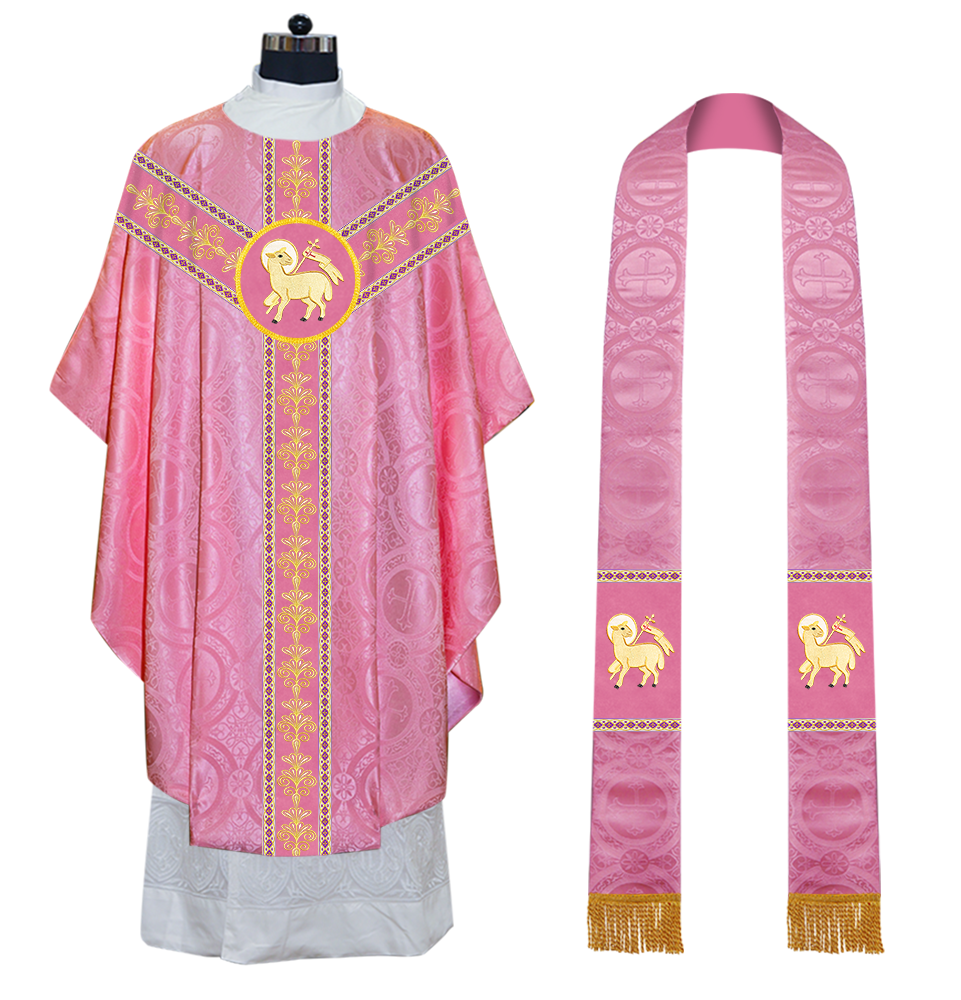 Gothic Chasuble Vestments With  Liturgical Motifs and Trims