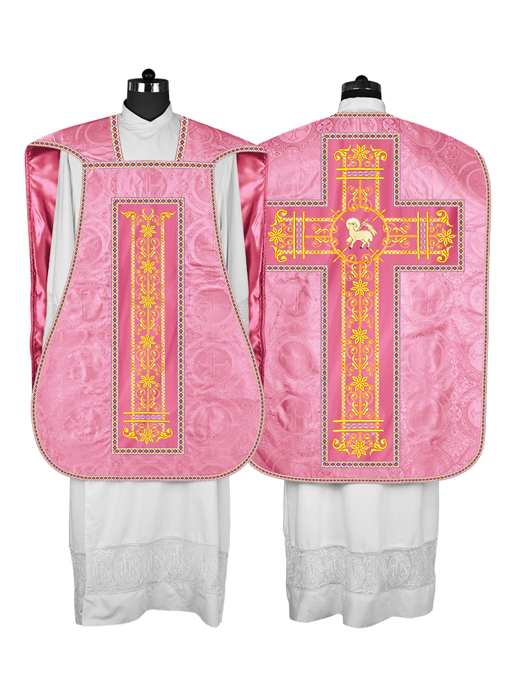 Roman Chasuble Vestment Enhanced With Orphrey and Trims