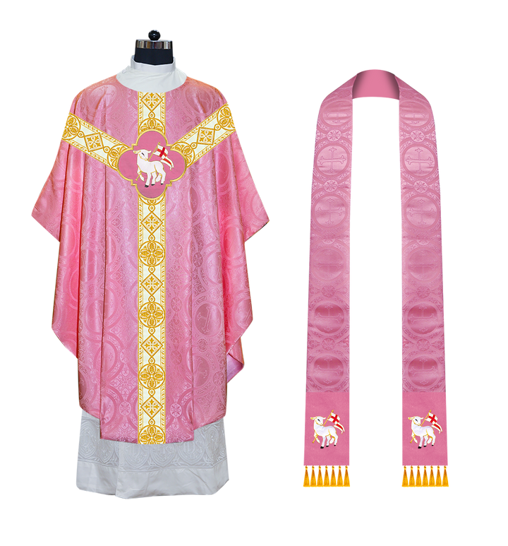 Gothic Chasuble Vestment with Motif and Trims