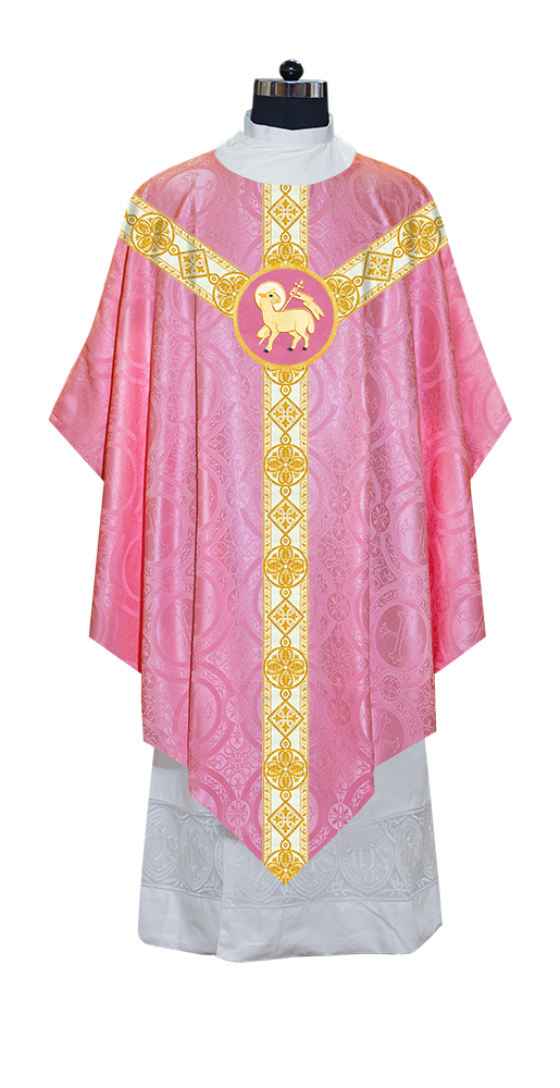 Traditional Pugin Style Chasuble Adorned with White Braids