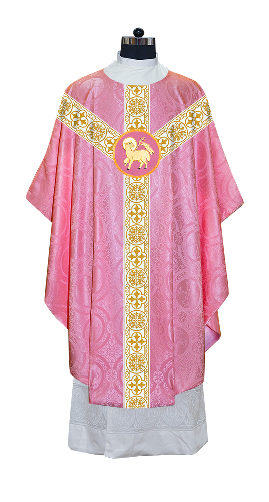 Gothic Chasuble Vestment with Motif and White Orphrey