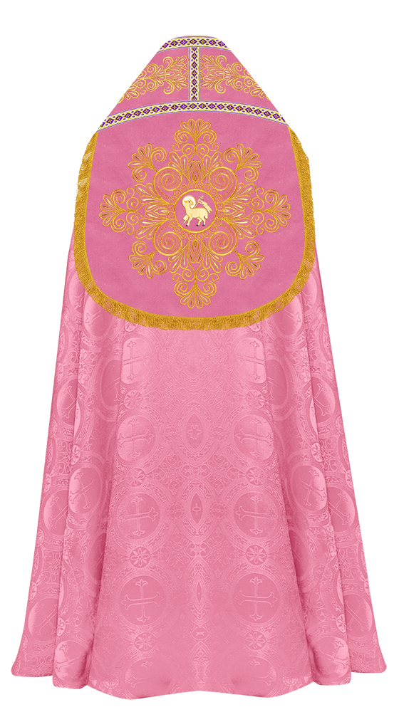 Roman Cope Vestment with Spiritual Motif and Adorned Embroidery