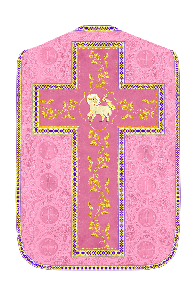 Roman Chasuble Vestment With Floral Design and Trims