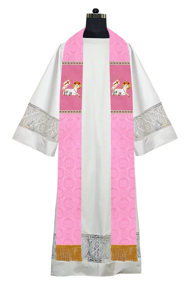 Handmade Pastor Stole with Spiritual Embroidered Motif & Trims