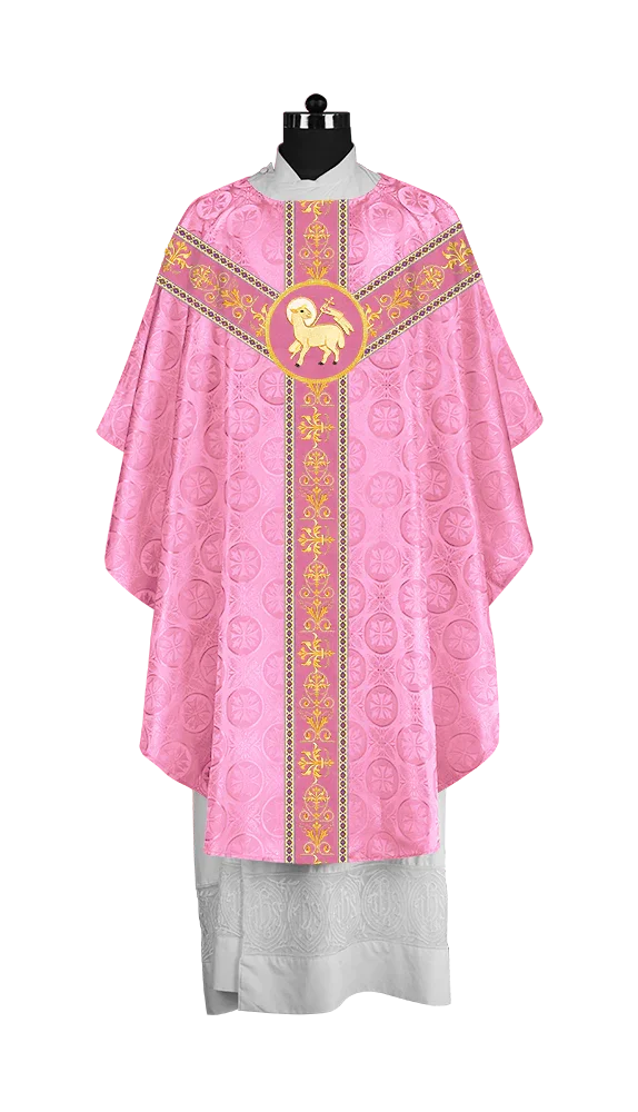 Elegant Gothic Chasuble with Embroidered Motif & Y-type Orphrey