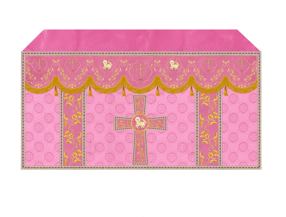 Elegant Embroidered Altar Cloth with Decorative Trim