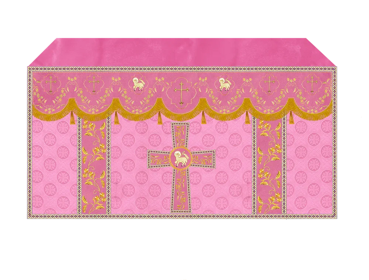 Elegant Embroidered Altar Cloth with Decorative Trim