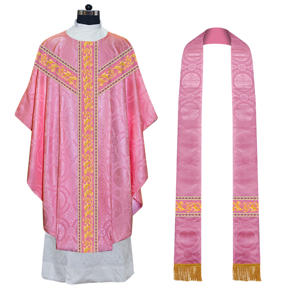 Gothic Chasuble Vestments With Ornate Embroidery And Trims