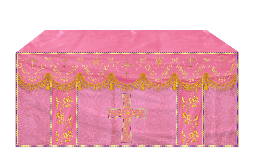 Altar Table Cloth With Floral Embroidery trims