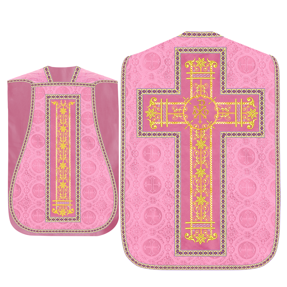 Roman Chasuble Vestment Enhanced With Orphrey and Trims