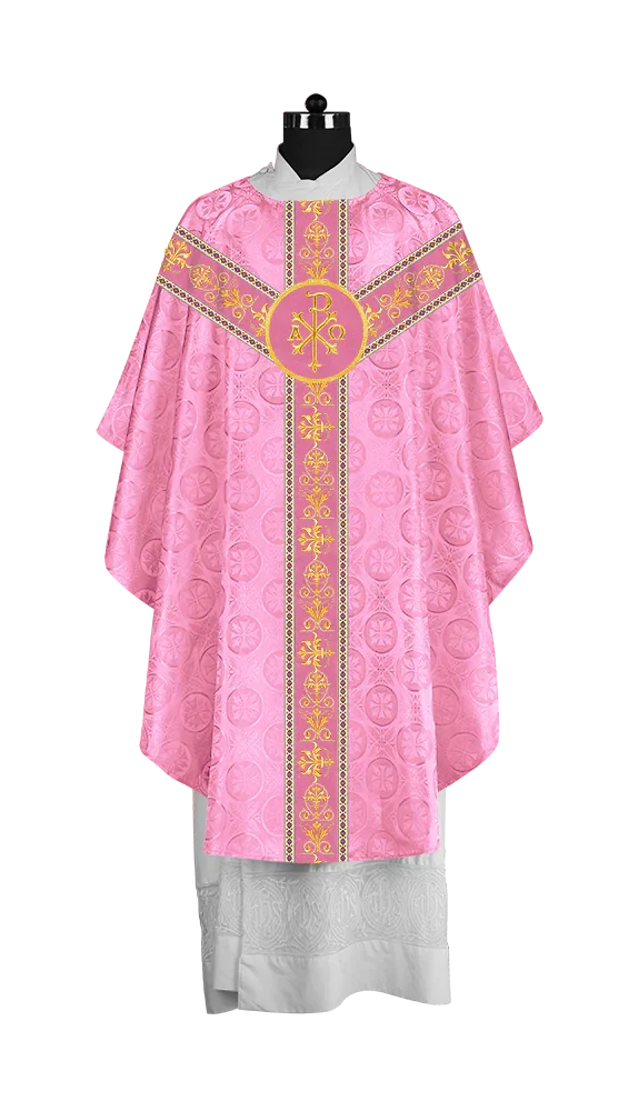 Elegant Gothic Chasuble with Embroidered Motif & Y-type Orphrey