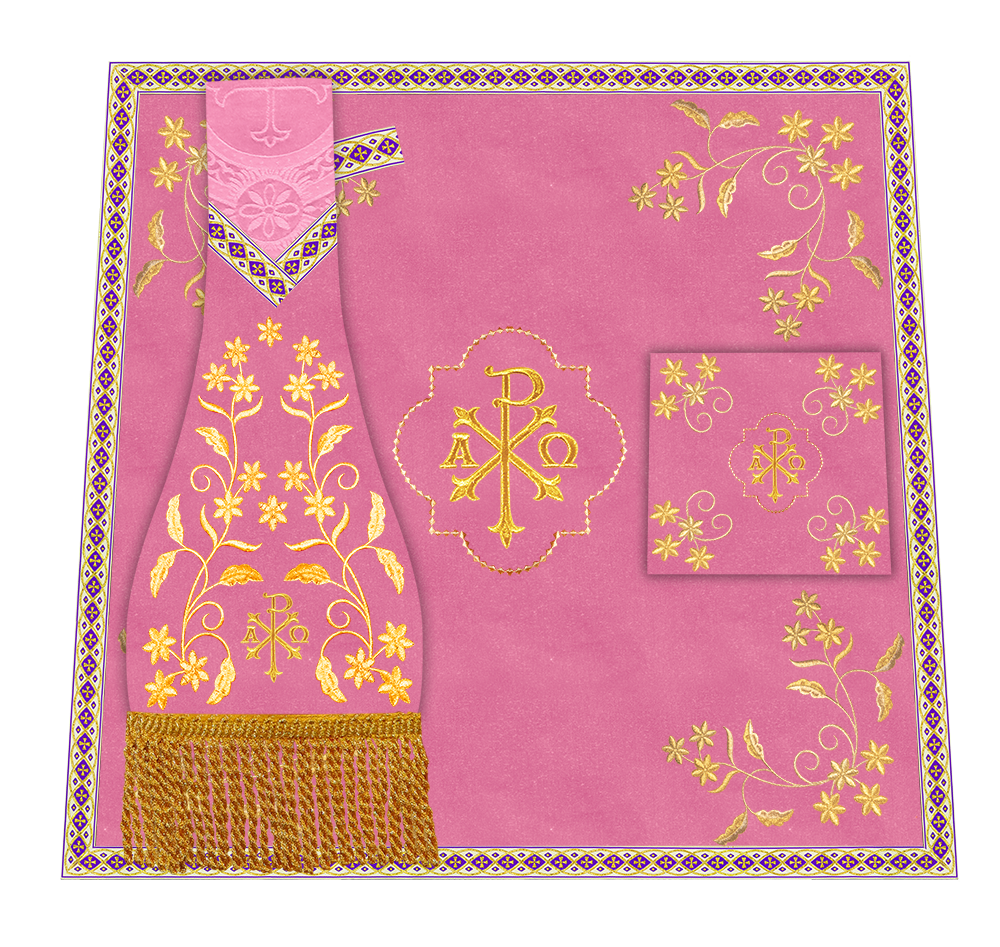 Borromean Chasuble Vestment Ornated With Floral Design and Trims