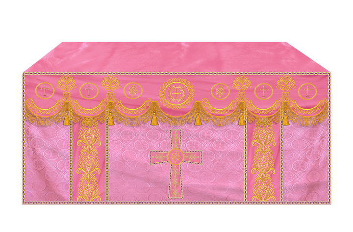 Ornate Altar Cloth with Gold Embroidery & Gothic Cross Design