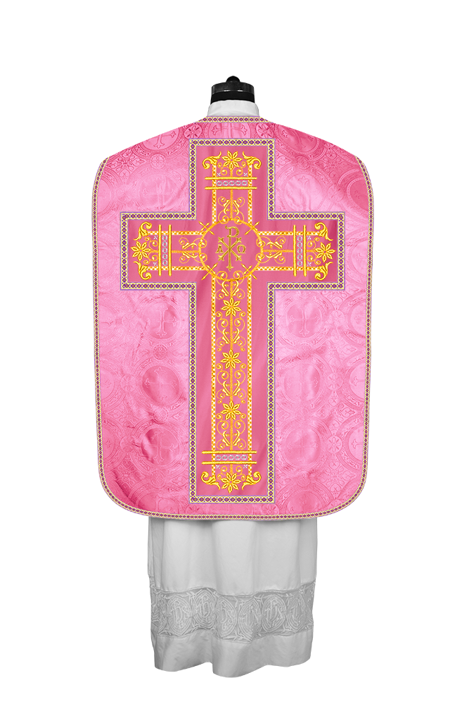 Roman Chasuble Vestment Enhanced With Orphrey and Trims