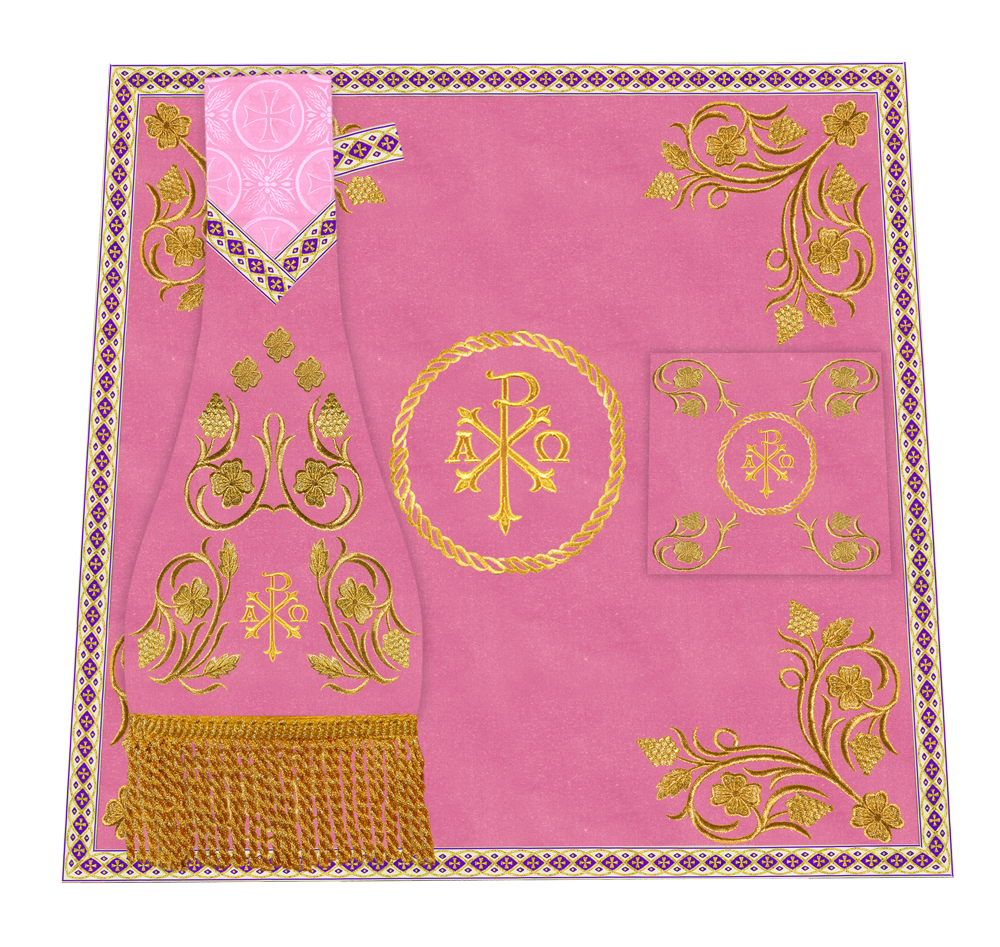 Embroidered Altar Cloth Embellished with Spiritual Motifs