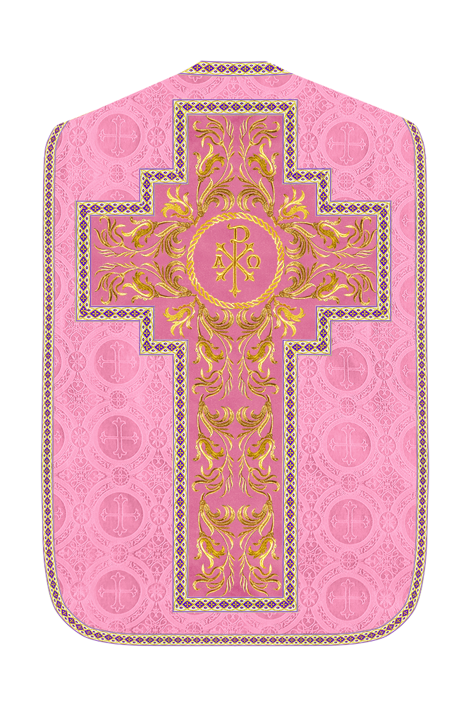 Roman Chasuble Vestment With Woven Braids and Trims