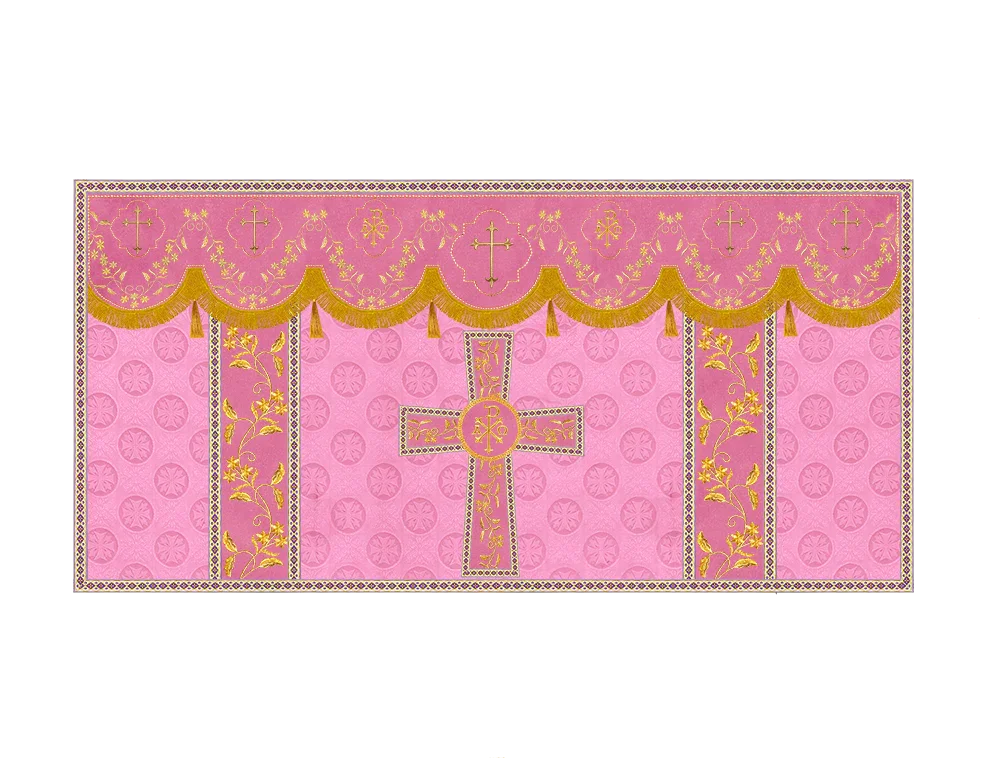 Elegant Embroidered Altar Cloth with Decorative Trim
