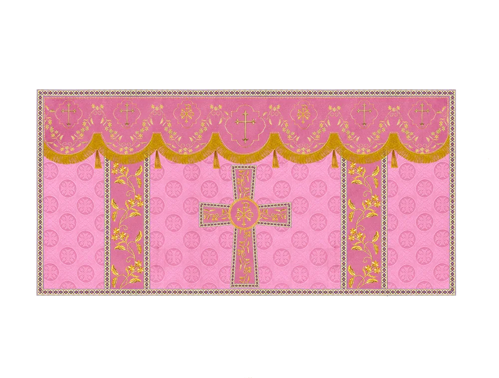 Elegant Embroidered Altar Cloth with Decorative Trim